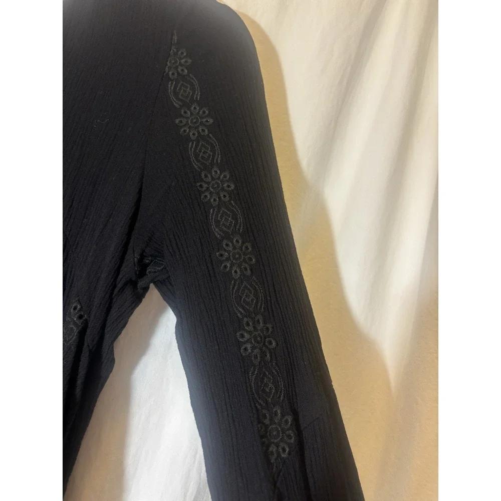 Adiva Women's Black Rayon Round Neck Long Sleeve Casual Top Blouse‎ Size M HH14 - Picture 5 of 7